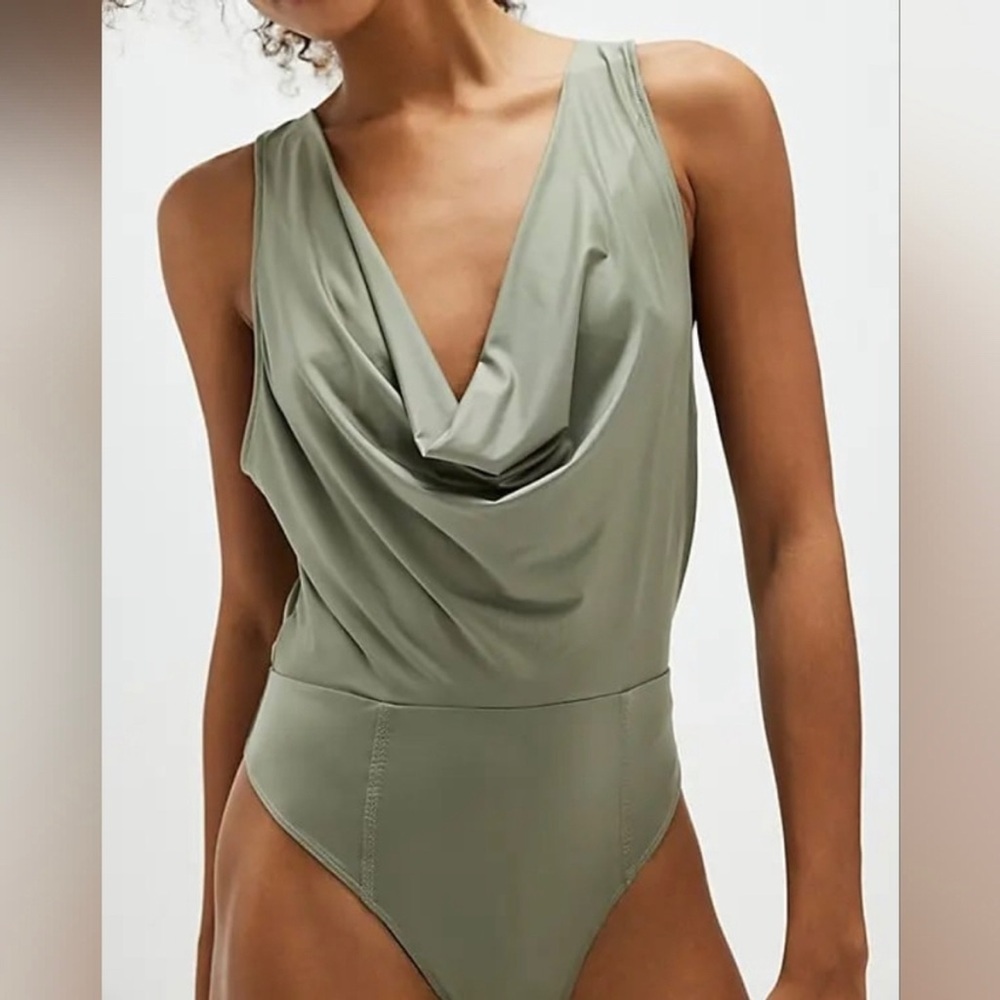 Free People Intimately Women M Laurel Oak When And Where Bodysuit Cowl Neck